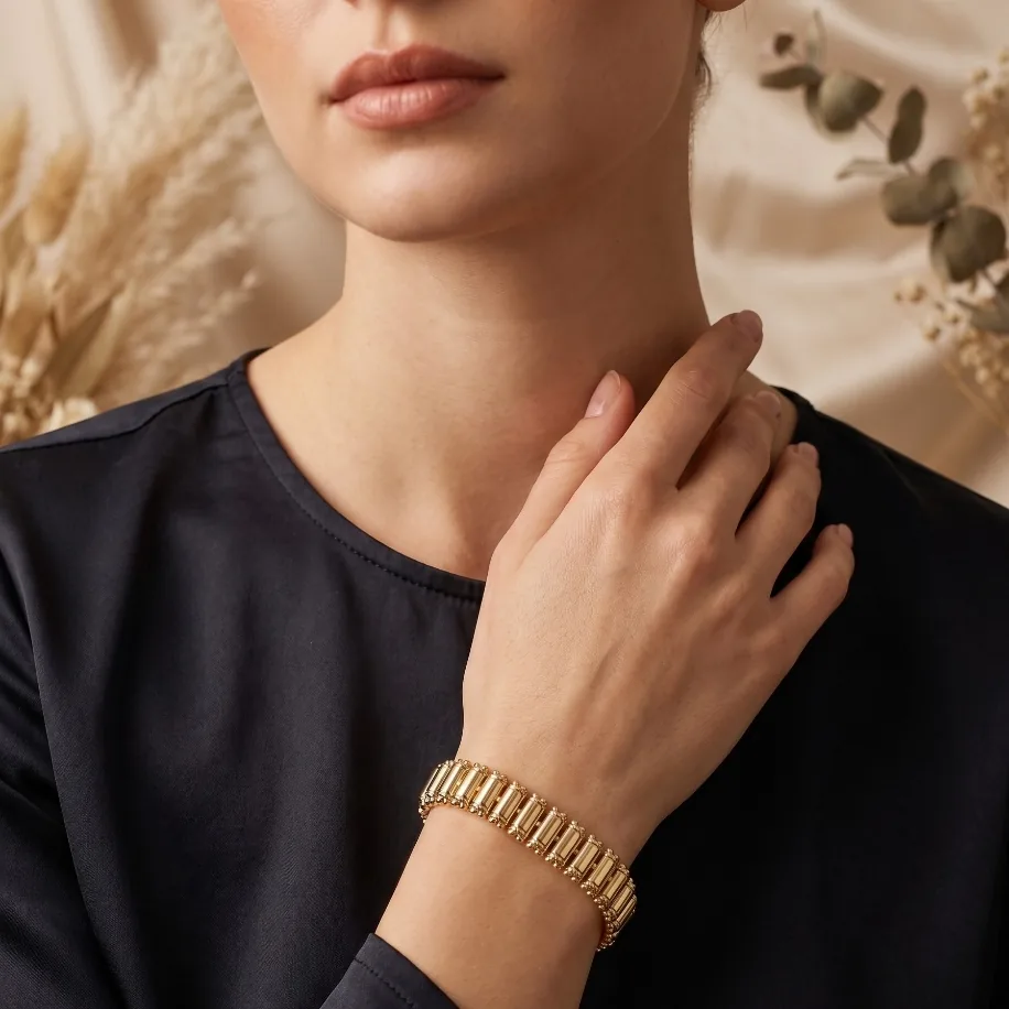 SARRAF MODEL ALTIN KAPLAMA KÜNYE BİLEKLİK